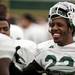 EMU junior running back Ryan Brumfield smiles in the indoor practice facility on Sunday, April 14. AnnArbor.com I Daniel Brenner